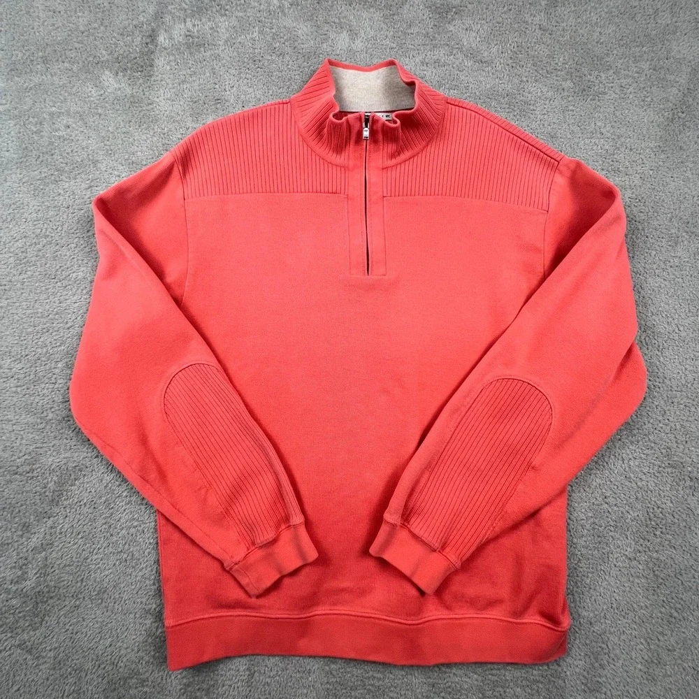 Cutter & Buck Quarter Zip Pullover Womens Large Coral Pima Cotton Ribbed Athlete